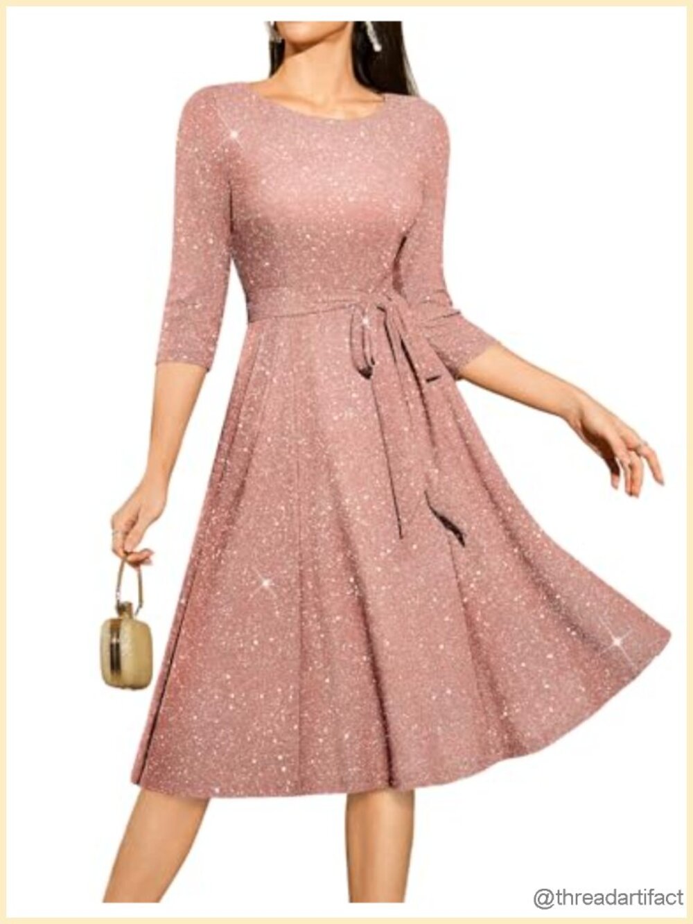 Sequin Cocktail Dress, 3/4 Sleeve Sparkly Evening Party Dress